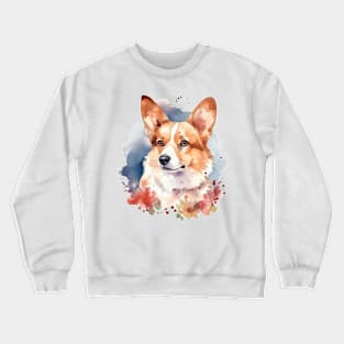 Watercolor flower corgi Crewneck Sweatshirt